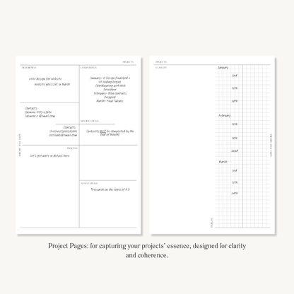 Project Inserts (Index, Catalogue, Project Planning, Project Calendar)