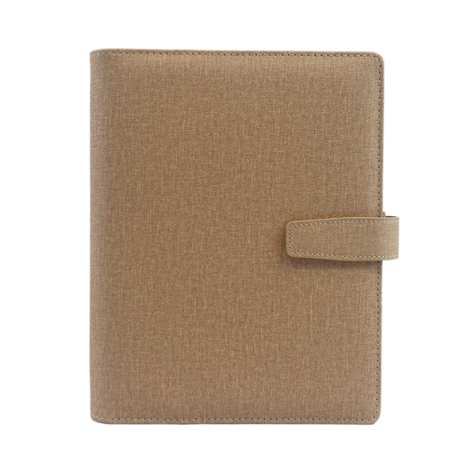 With Love Archive planner in brown 'Coffee' colorway, showcasing its elegant design and high-quality vegan leather material, A5 size. 