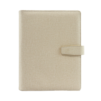 With Love Archive planner in ecru 'Cream' colorway, highlighting its sophisticated design and premium vegan leather material.